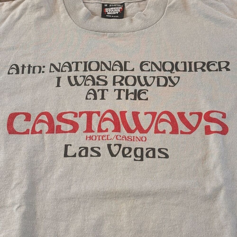 VTG Castaways Las Vegas Graphic Tee Cotton/Poly Blend Beige Adult M
